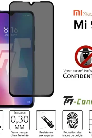 Xiaomi Mi 9 - Verre trempé Anti-Espions - Intégral Privacy - TM-Concept® Dernière Chance