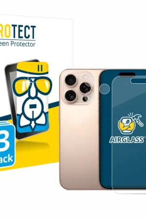 Solde 3 Pièces BROTECT AirGlass Protection d'écran en verre pour Apple iPhone 16 Pro (Avant+Caméra)