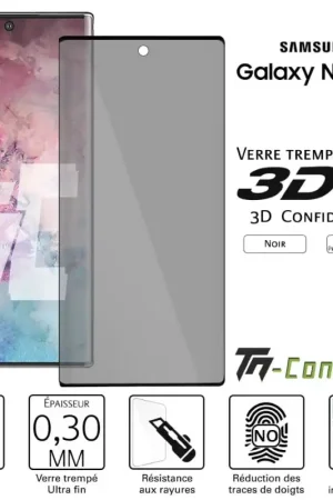 Produit De Marque Samsung Galaxy Note 10 - Verre trempé 3D incurvé teinté anti-espion - TM-Concept®