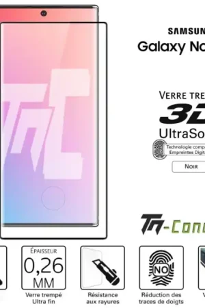 Samsung Galaxy Note 10+ Verre trempé 3D incurvé - UltraSonic - TM-Concept® Prix Cassé