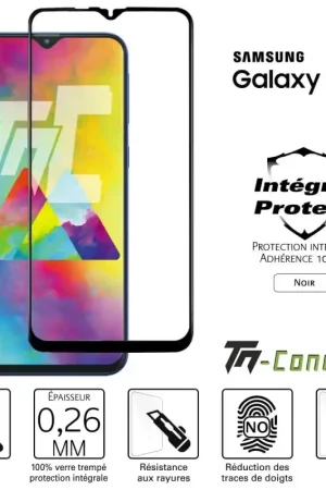 Samsung Galaxy M20 - Verre trempé intégral Protect Noir - adhérence 100% nano-silicone - TM-Concept® Marque