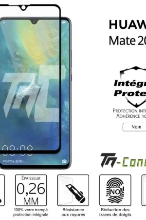 Huawei Mate 20X - Verre trempé intégral Protect Noir - adhérence 100% nano-silicone - TM-Concept® Quantité Limitée