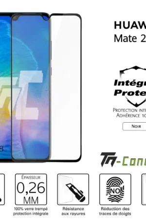 Huawei Mate 20 - Verre trempé intégral Protect Noir - adhérence 100% nano-silicone - TM-Concept® Super Prix