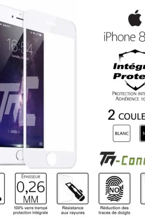Apple iPhone 8 Plus - Verre trempé intégral Protect - adhérence 100% nano-silicone - TM-Concept® Certifié