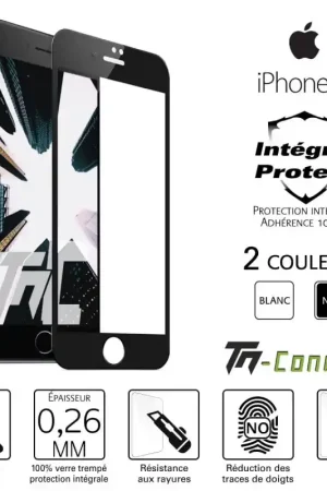 Apple iPhone 8 - Verre trempé intégral Protect - adhérence 100% nano-silicone - TM-Concept® Bon Plan