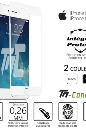 Apple iPhone 6 Plus / 6S Plus - Verre trempé intégral Protect - adhérence 100% nano-silicone - TM-Concept® Expédition Rapide