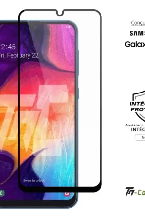 Samsung Galaxy A50 - Verre trempé intégral Protect Noir - adhérence 100% nano-silicone - TM-Concept® Prix Bas