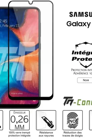 Commande En Gros Samsung Galaxy A20 - Verre trempé intégral Protect Noir - adhérence 100% nano-silicone - TM-Concept®