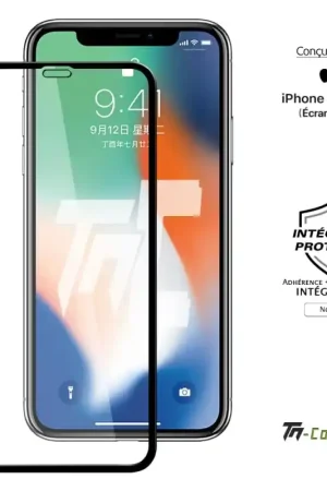 Dernier Modèle Apple iPhone XS Max - Verre trempé intégral Protect Noir - adhérence 100% nano-silicone - TM-Concept®