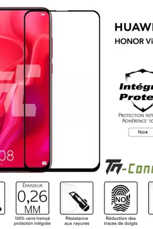Prix Choc Huawei Honor View 20 - Verre trempé intégral Protect Noir - adhérence 100% nano-silicone - TM-Concept®