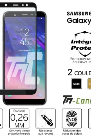 Samsung Galaxy A6 Plus (2018) - Verre trempé intégral Protect - adhérence 100% nano-silicone - TM-Concept® Offre Exclusive