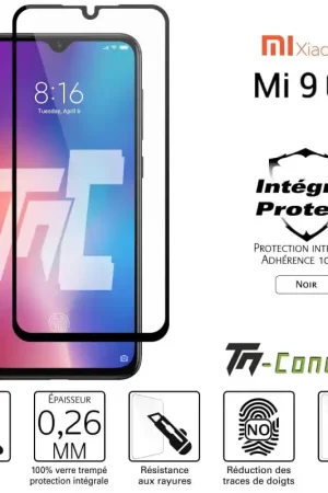 Xiaomi Mi 9 SE - Verre trempé intégral Protect Noir - adhérence 100% nano-silicone - TM-Concept® Soldes