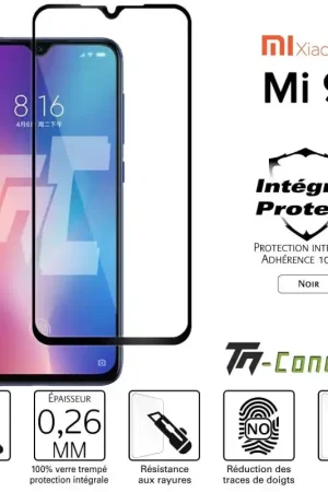 Xiaomi Mi 9 - Verre trempé intégral Protect Noir - adhérence 100% nano-silicone - TM-Concept® Expédié Aujourd’hui