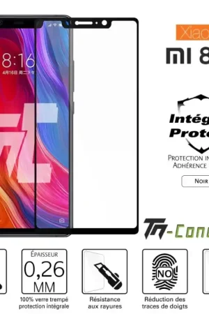 Xiaomi Mi 8 SE - Verre trempé intégral Protect Noir - adhérence 100% nano-silicone - TM-Concept® Top Vente