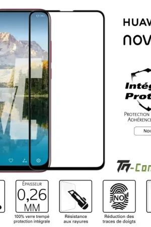 Huawei Nova 4 - Verre trempé intégral Protect Noir - adhérence 100% nano-silicone - TM-Concept® Expédié Aujourd’hui