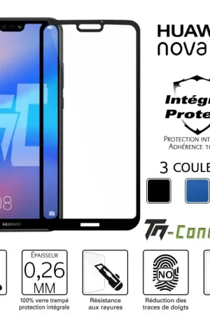 Huawei Nova 3e - Verre trempé intégral Protect - adhérence 100% nano-silicone - TM-Concept® Satisfait Ou Remboursé