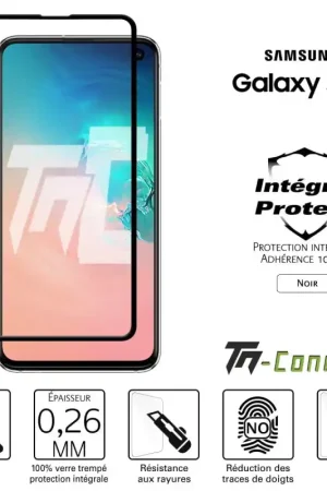 Samsung Galaxy S10e- Verre trempé intégral Protect Noir - adhérence 100% nano-silicone - TM-Concept® Prix Réduit