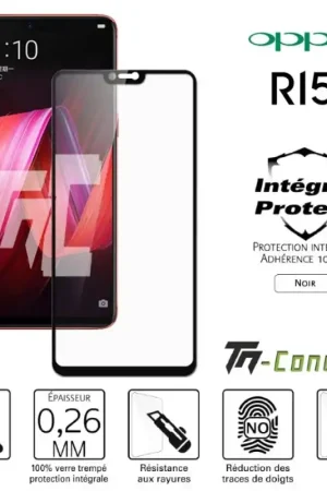 Offre Limitée Oppo R15 - Verre trempé intégral Protect Noir - adhérence 100% nano-silicone - TM-Concept®