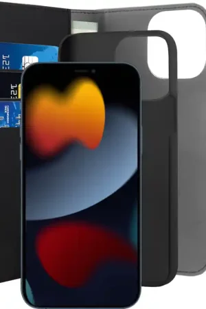 Folio 2 en 1 iPhone 13 Pro Max Coque Magnétique Noir Puro Haute Qualité