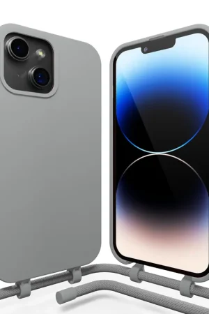 Coverzs Coque en silicone avec cordon iPhone 14 (gris) Prix Choc