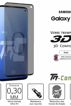 Petit Prix Samsung Galaxy S10 Plus - Verre trempé 3D incurvé teinté anti-espion - TM-Concept®
