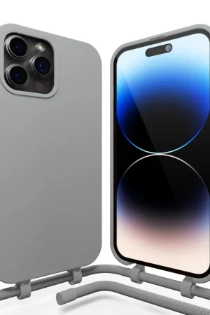 Offre Du Jour Coverzs Coque en silicone avec cordon iPhone 14 Pro (gris)