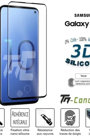 Produit De Marque Samsung Galaxy S10 Plus - Verre trempé incurvé 3D Silicone - TM-Concept®
