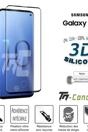 Samsung Galaxy S10 - Verre trempé incurvé 3D Silicone - TM-Concept® Acheter En Ligne
