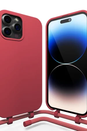 Expédition Rapide Coverzs Coque en silicone avec Cordon iPhone 14 Pro (rouge)