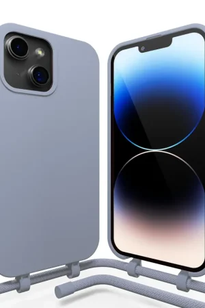 Achat Immédiat Coverzs Coque en silicone avec Cordon iPhone 15 (gris-bleu)