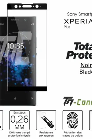 Sony Xperia XA2 Plus - Verre trempé intégral avec cadre Noir - TM-Concept® Jusqu’à Épuisement Des Stocks