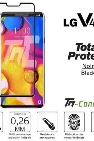 Meilleur Prix LG V40 ThinQ - Verre trempé intégral avec cadre Noir - TM-Concept®