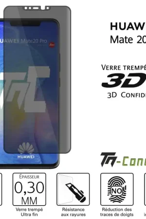 Livraison Gratuite Huawei Mate 20 Pro - Verre trempé 3D incurvé teinté anti-espion - TM-Concept®