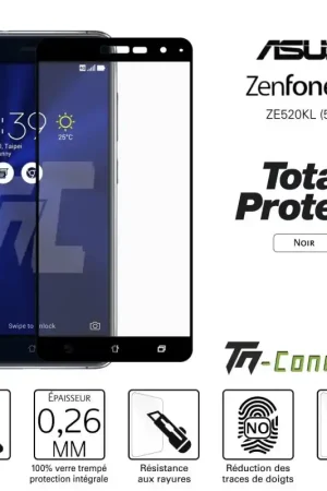 Achetez Aujourd’hui Asus Zenfone 3 ZE520KL - Verre trempé intégral avec cadre Noir - TM-Concept®