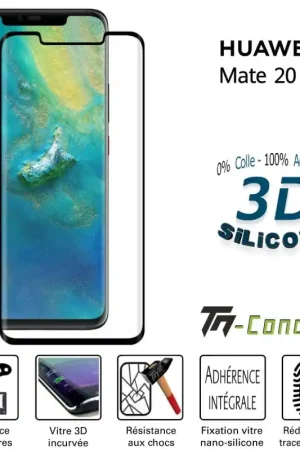 Huawei Mate 20 Pro - Verre trempé incurvé 3D Silicone - TM-Concept® Jusqu’à Épuisement Des Stocks