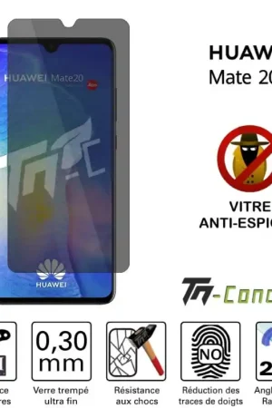 Prix Cassé Huawei Mate 20 - Verre trempé Anti-Espions - TM-Concept®