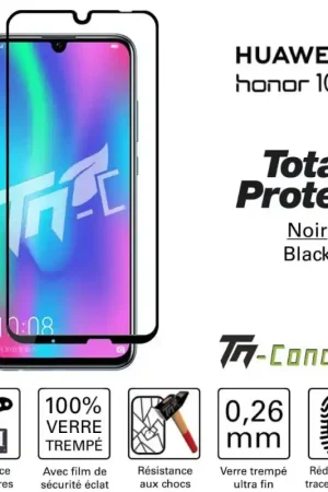 Super Prix Huawei Honor 10 Lite - Verre trempé intégral avec cadre Noir - TM-Concept®