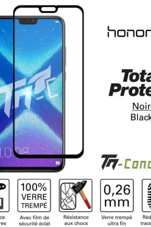 Prix Choc Huawei Honor 8X - Verre trempé intégral avec cadre Noir - TM-Concept®