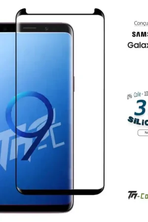 Samsung Galaxy S9+ Verre trempé incurvé 3D Silicone - TM-Concept® Nouveauté