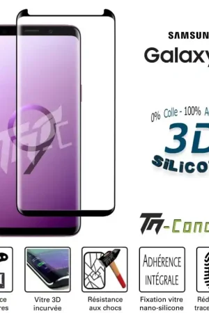 Produit De Marque Samsung Galaxy S9 - Verre trempé incurvé 3D Silicone - TM-Concept®