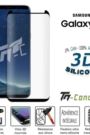 Samsung Galaxy S8 - Verre trempé incurvé 3D Silicone - TM-Concept® Meilleur Prix
