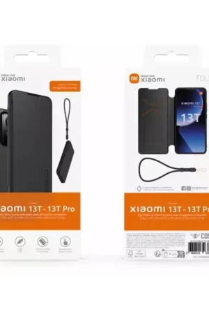 Folio Xiaomi 13T et 13T Pro premium noir avec dragonne Réduction