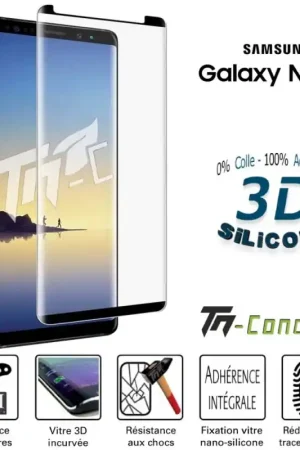 Certifié Samsung Galaxy Note 9 - Verre trempé incurvé 3D Silicone - TM-Concept®