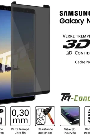 Livraison Gratuite Samsung Galaxy Note 9 - Verre trempé 3D incurvé teinté anti-espion - TM-Concept®