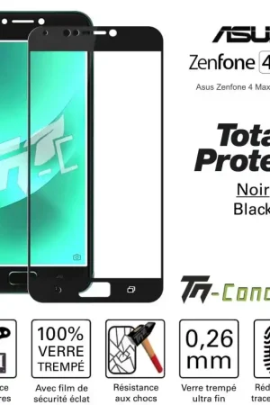 Asus Zenfone 4 Max ZC520KL - Verre trempé intégral avec cadre Noir - TM-Concept® Affaire À Saisir