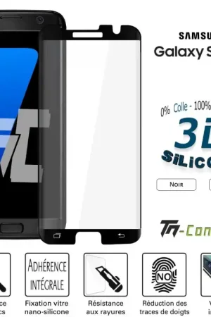 Achetez Aujourd’hui Samsung Galaxy S7 Edge - Verre trempé incurvé 3D Silicone - TM-Concept®