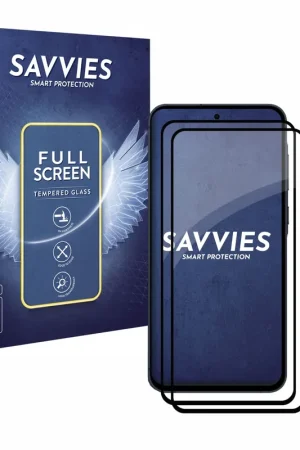Authentique 2x Savvies Verre Trempé FHD33 2.5D Full Screen Protection d'écran en verre trempé pour Samsung Galaxy A55 5G (noir)