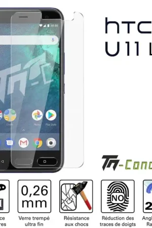 Marque HTC U11 Life - Vitre de Protection Standard Premium - TM-Concept® - Verre trempé