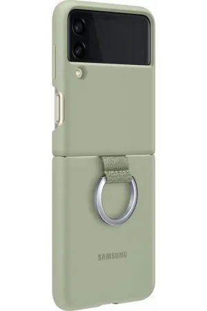 Coque Samsung Galaxy Z Flip 3 Silicone avec anneau Verte Samsung Bon Marché