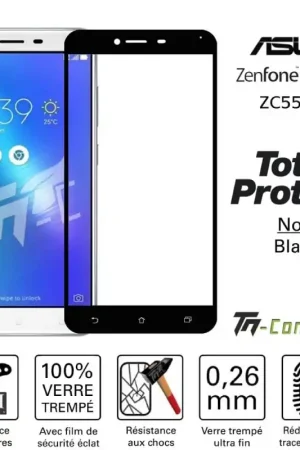 Usine Directe Asus Zenfone 3 Max ZC553KL - Verre trempé intégral avec cadre Noir - TM-Concept®
